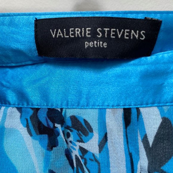 Valerie Stevens Blue Floral Silk Skirt Petite - Picture 3 of 5